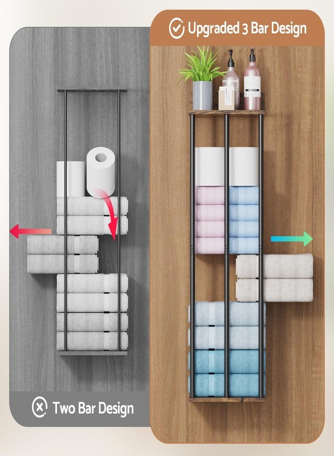 WHEARTED Towel Racks for Bathroom Wall Mounted, Upgraded Bathroom Towel Holder Bath Storage Rack for Rolled Towels, Small Towels, Rustic Towel Organizer Rack with Shelf - Image 4