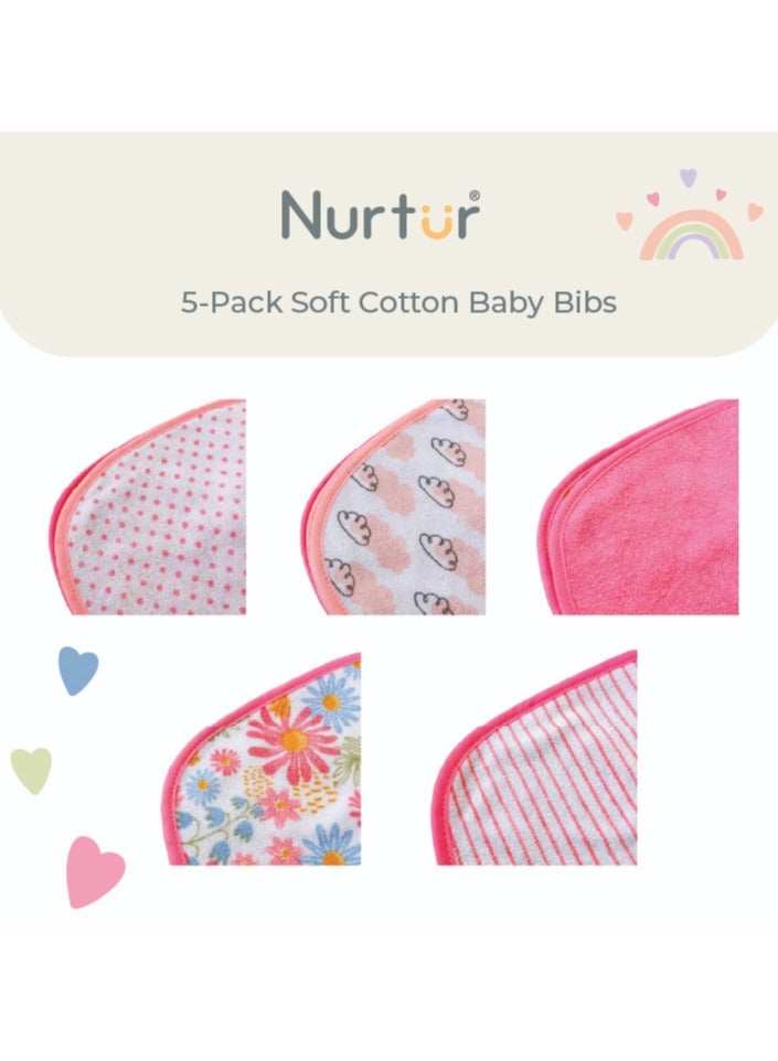 Nurtur Cotton bibs - Printed Character 5 Pack / Girl - Image 2