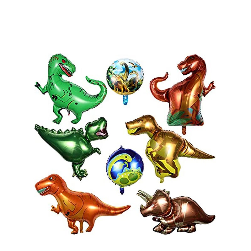 Zikra 8 Pieces Balloon Dinosaurs Dinosaur Foil Balloons Aluminum Mylar Helium Balloons for Weddings Birthday Graduation Party Bridal Shower Jungle Style Party Decorations - Image 1