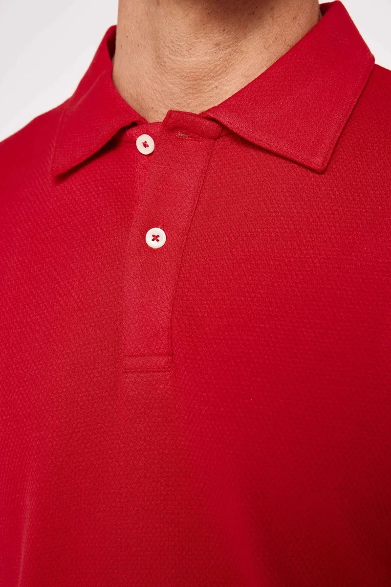 تودورس Men's Slim Fit Slim Cut 100% Cotton Patterned Claret Red Polo Neck T-Shirt