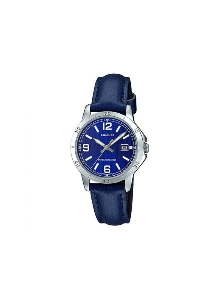 CASIO طقم ساعات كاسيو انالوج بسوار من الجلد باللون الأزرق MTP/LTP-V004L-2BUDF  - Image 3