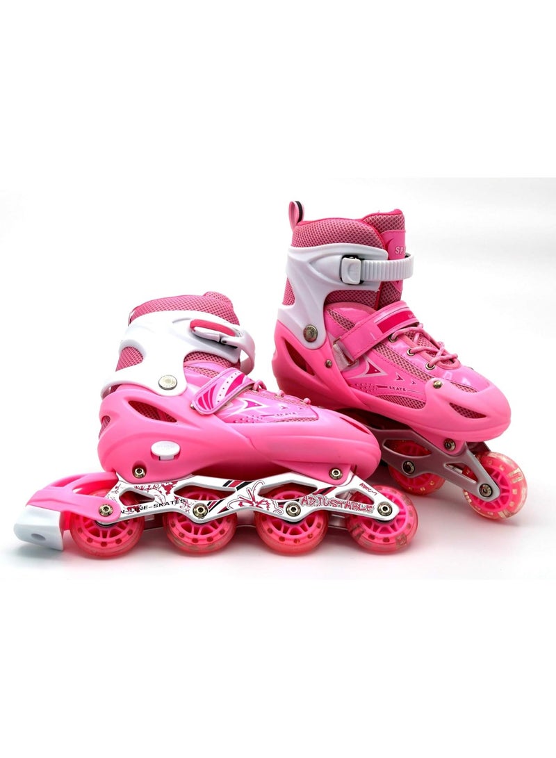 DubaiGallery Adjustable Size Breathable Kids Inline Roller Skates with Safety Gear Set Helmet Knee Elbow Wrist Pads Carry Bag Fun Outdoor Sports Activity for Children Boys and Girls Blade Wheel Skating Shoes  - Image 2