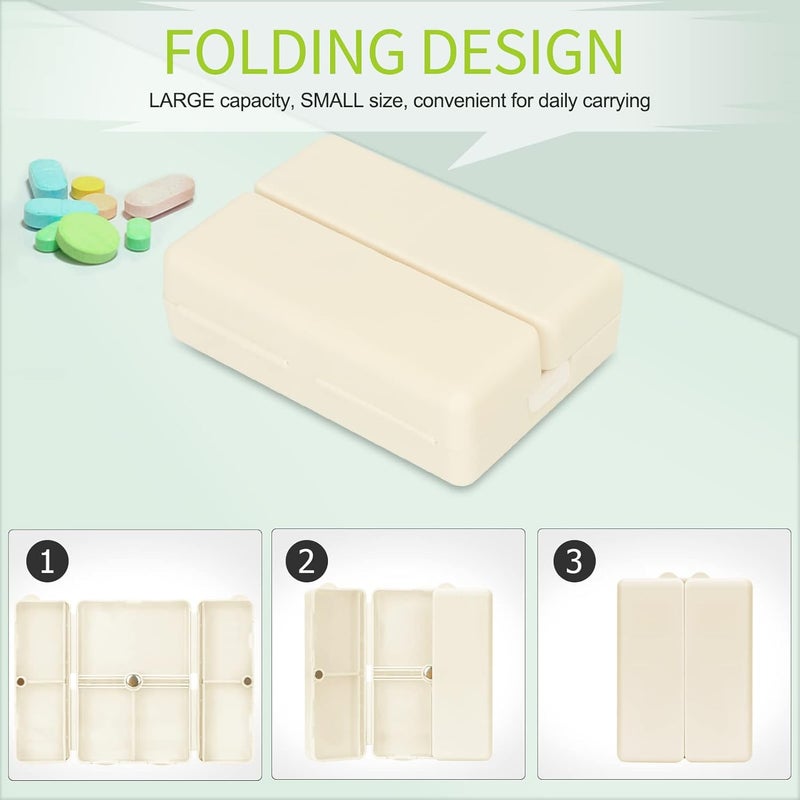 FYY Daily Pill Organizer,7 Compartments Portable Case [Folding Design] Travel Pill Box for Purse Pocket to Hold Vitamins,Cod Liver Oil,Supplements and Medication-White - Image 3