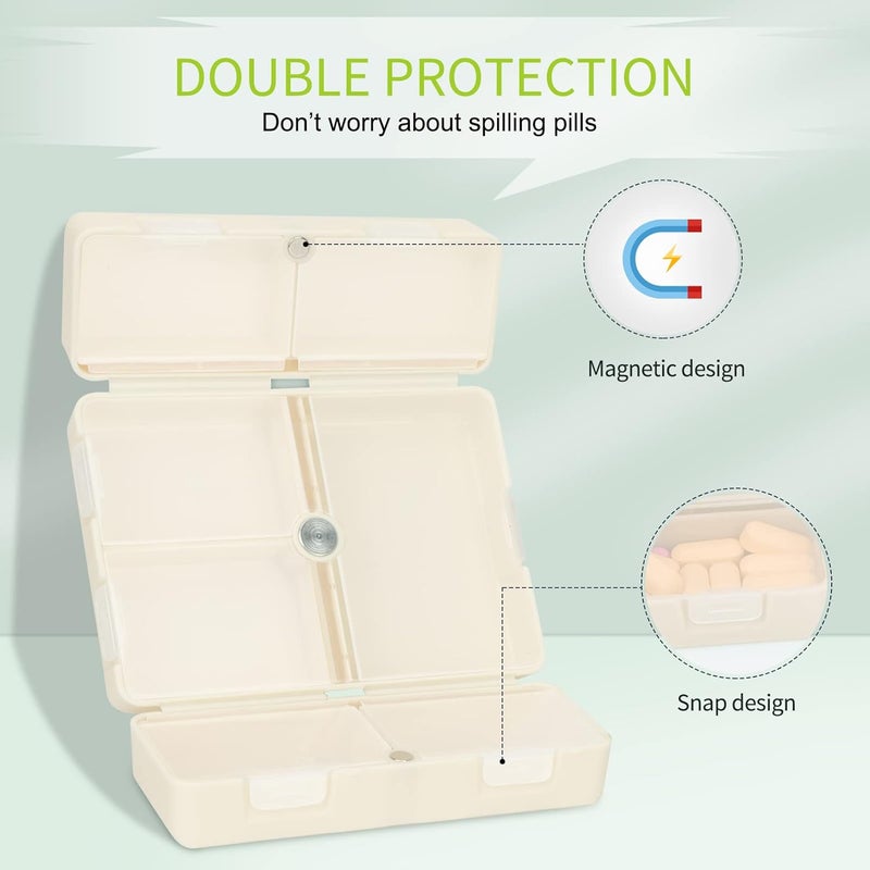 FYY Daily Pill Organizer,7 Compartments Portable Case [Folding Design] Travel Pill Box for Purse Pocket to Hold Vitamins,Cod Liver Oil,Supplements and Medication-White - Image 4