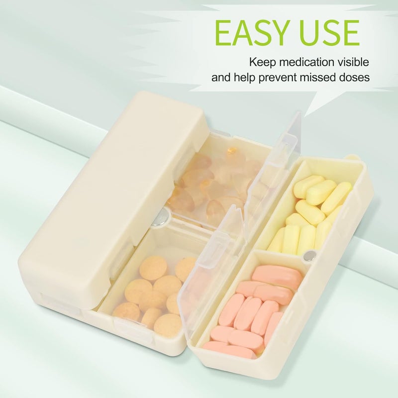 FYY Daily Pill Organizer,7 Compartments Portable Case [Folding Design] Travel Pill Box for Purse Pocket to Hold Vitamins,Cod Liver Oil,Supplements and Medication-White - Image 5