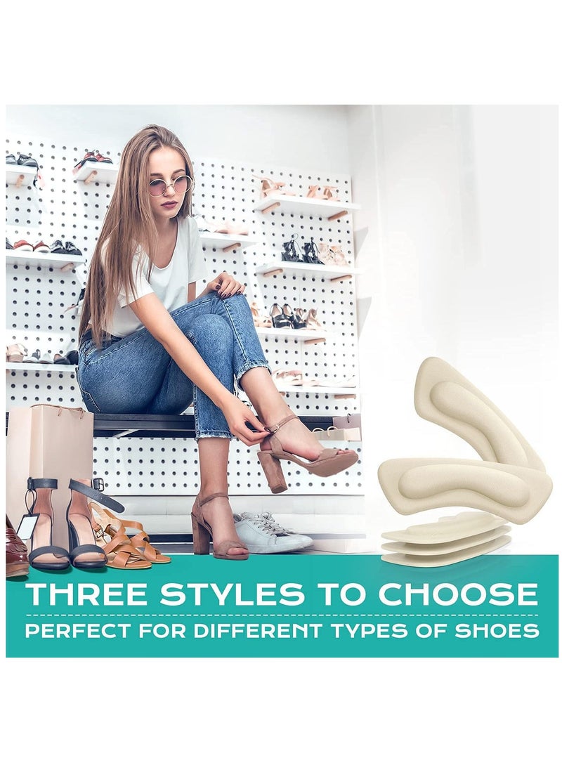 8 Pairs Heel Cushion Pad Shoe Grips Liner Insert for Shoes Too Big, Inserts Liners Loose Shoes, Preventing Slipping, Rubbing, Non-Slip