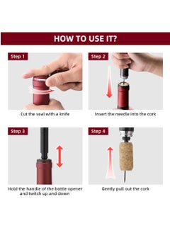Excefore Portable Air Pressure Wine Opener, 2 in 1 Cork Wine Opener Needle with Foil Cutter, Handheld Cork Opener, Effortless Wine Opening  - Image 3