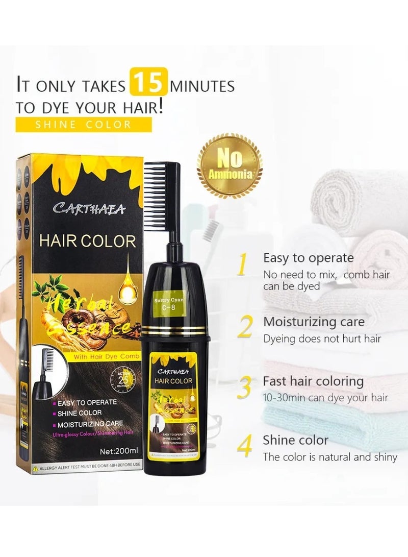 Carthaea 200ml Chestnut Brown Hair Dye Color with Comb Hair Dye Comb with Herbal Essence 15 to 25 Min Easy Hair Coloring Shampoo Moisturizing Shining Ultra Glossy Color Cream Hair Dyeing Color Cream - Image 2