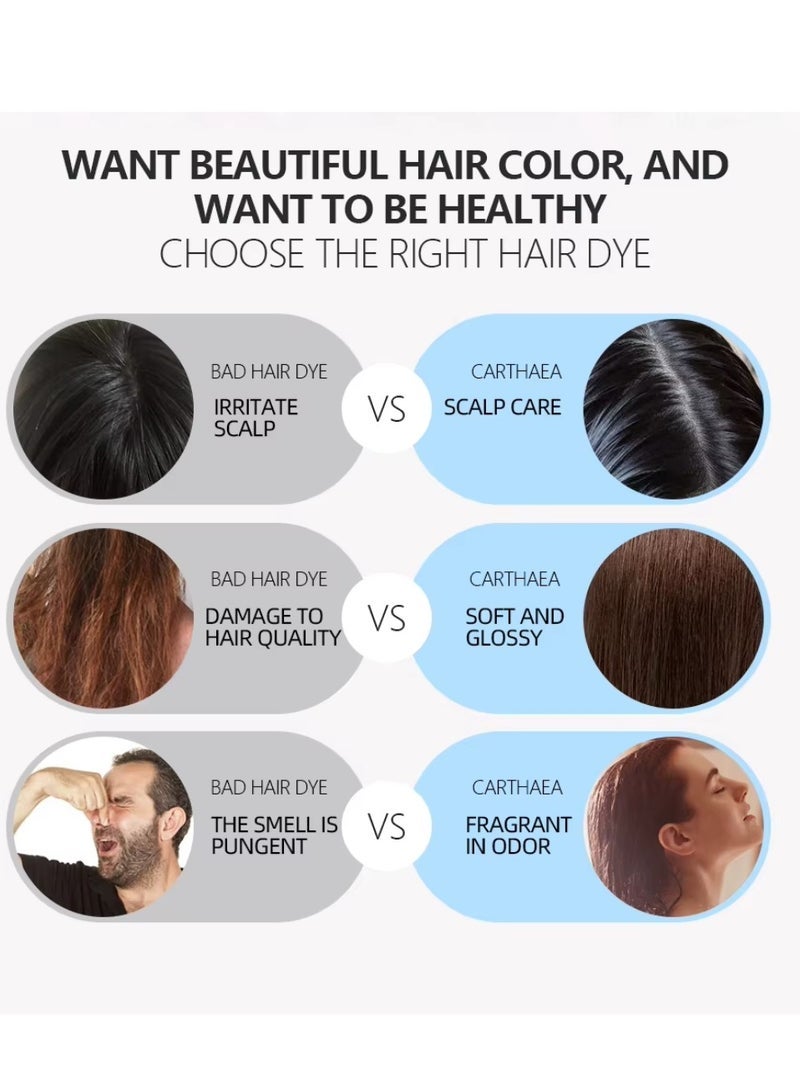 Carthaea 200ml Chestnut Brown Hair Dye Color with Comb Hair Dye Comb with Herbal Essence 15 to 25 Min Easy Hair Coloring Shampoo Moisturizing Shining Ultra Glossy Color Cream Hair Dyeing Color Cream - Image 4