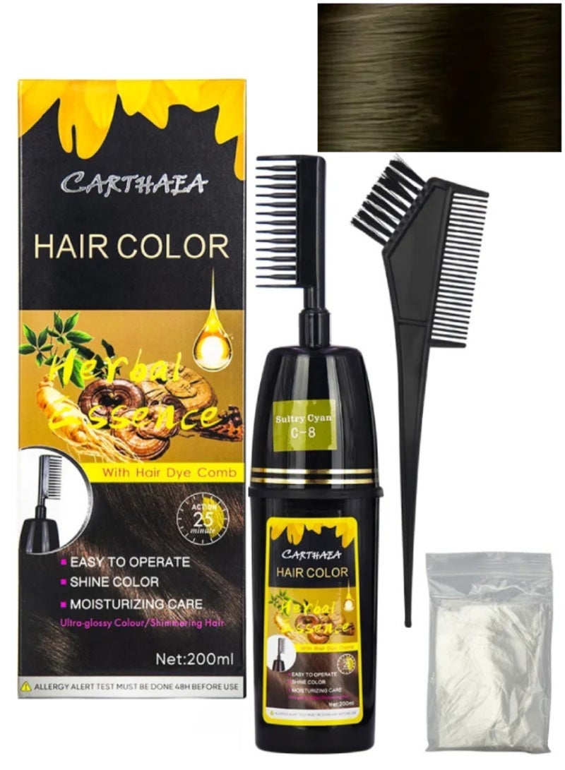 Carthaea 200ml Chestnut Brown Hair Dye Color with Comb Hair Dye Comb with Herbal Essence 15 to 25 Min Easy Hair Coloring Shampoo Moisturizing Shining Ultra Glossy Color Cream Hair Dyeing Color Cream - Image 1