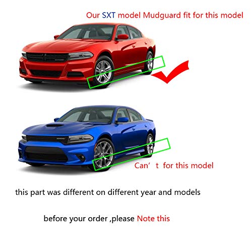 Crosselec 4Pcs Car Black Mud Flaps Mudguard Fender Accessories for Dodge Charger 2015+ (SXT ONLY) - Image 2