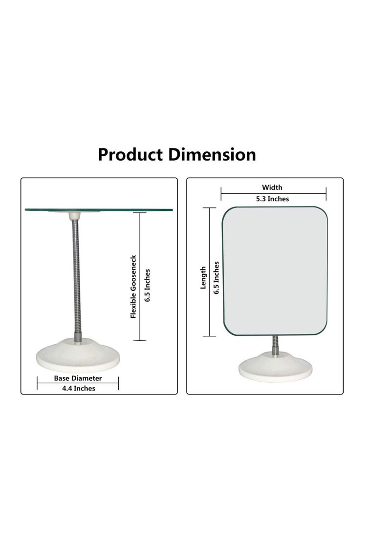 Y&D Flexible Gooseneck Bamboo Vanity Makeup Mirror, 360°Rotation, Frameless Folding Portable Table Desk with Stand Bathroom Shaving Make Up Mirrors Rectangle  - Image 3