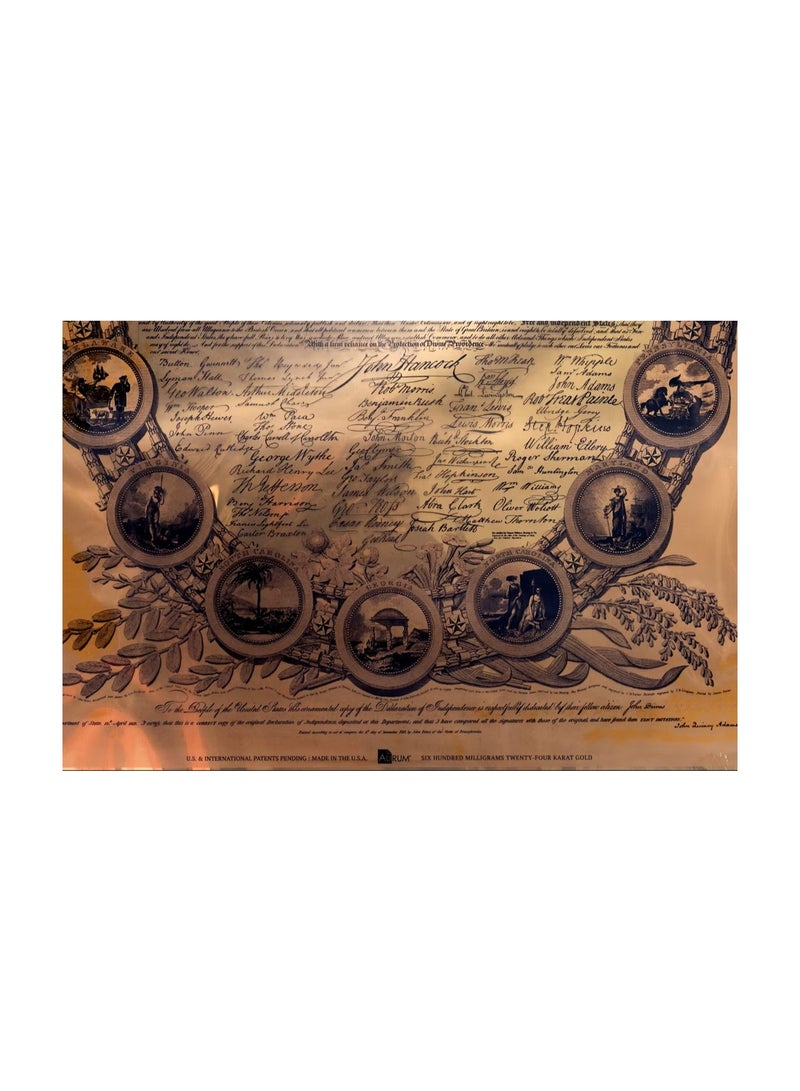 Memorabilia 2026 Declaration of Independence in 24K Gold - 600 mg Gold Foil Print with Trumbull Painting, Made in USA - Image 2