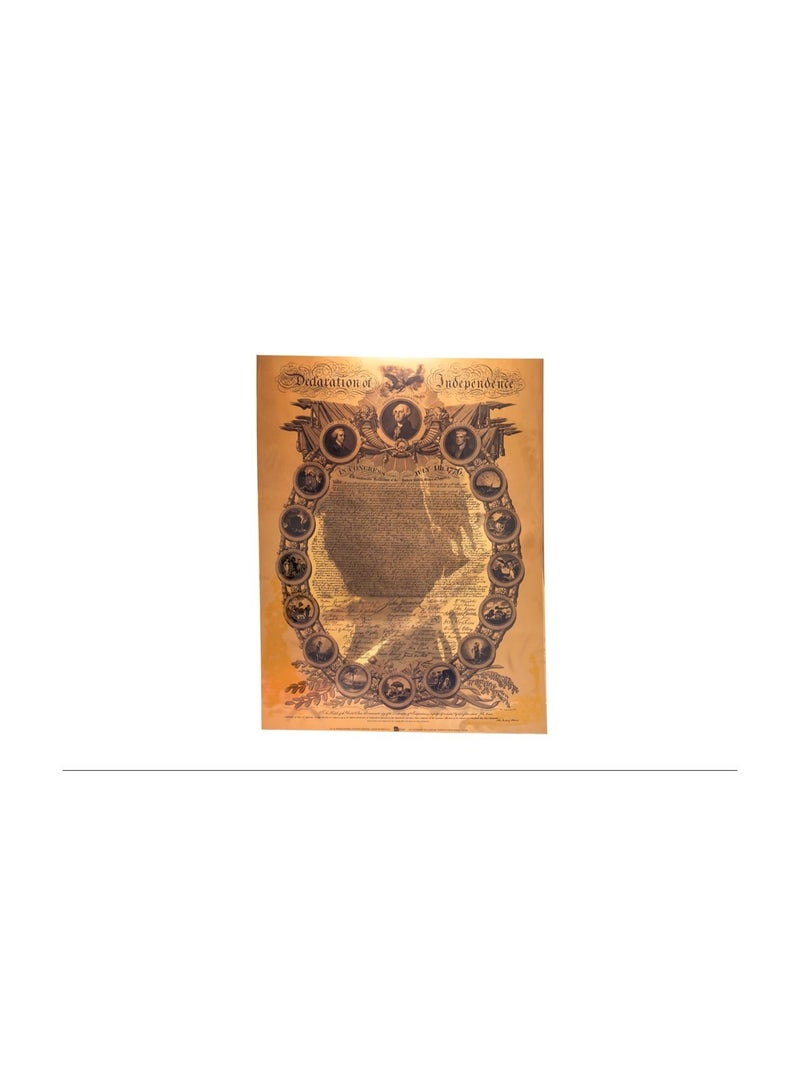 Memorabilia 2026 Declaration of Independence in 24K Gold - 600 mg Gold Foil Print with Trumbull Painting, Made in USA - Image 1