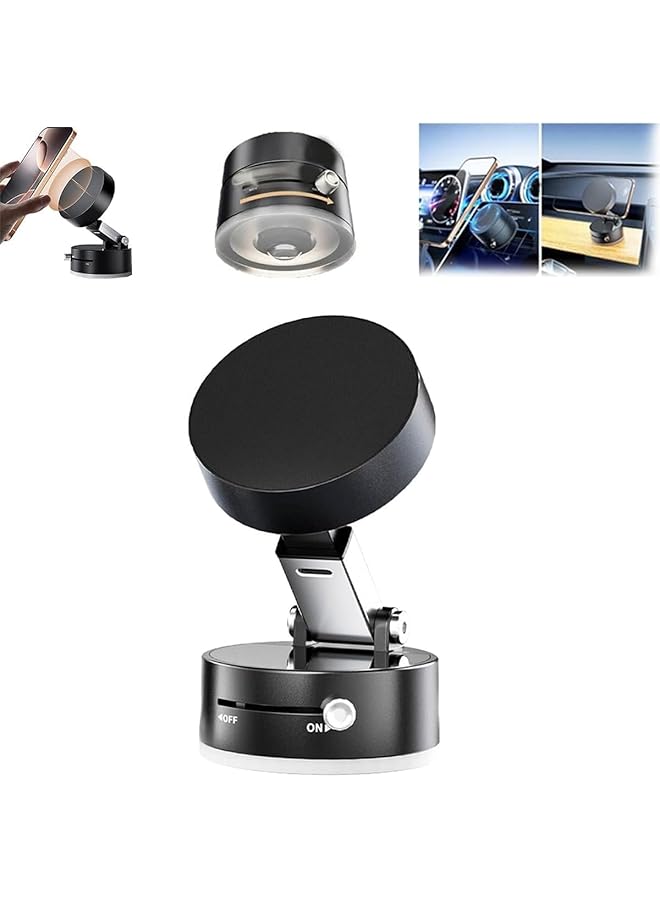أوزيغالور حامل هاتف مغناطيسي قابل للطي للسيارة، حامل هاتف مغناطيسي دوار 360 درجة للمطبخ (أسود) - Image 1