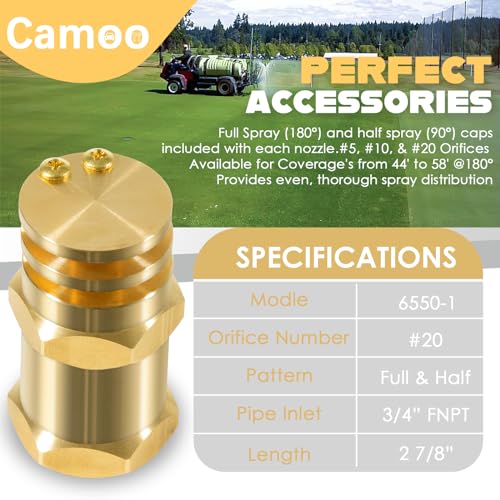 Camoo 65501 Boomless Flat Spray Nozzle 34 20 Orifices 90 180 Caps 59 GPM 40 PSIBrass - Image 3