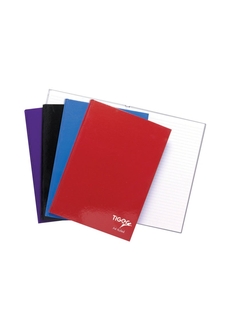 TIGER Casbound A4 Notebook, Feint ruled, 60gsm paper, 80 Sheets, Assorted colours, Pack 5 - Image 2