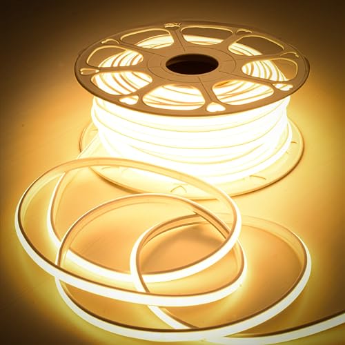 Forus 5 Meter LED Neon Strip Light, 10mm Warm White Waterproof Flexible 5M COB Neon Rope Light, Cuttable LED Strip for Indoor Outdoor Wall Decor, Home, Shop, Party & Festival Lighting 1-Yr Warranty - Image 1