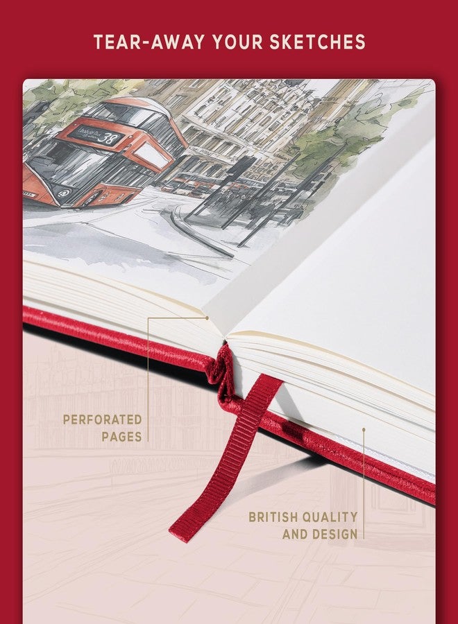 Beechmore Books Square Mixed Media Sketchbook - 8"x8" Professional Art Journal, 160 GSM / 98 lb Ivory Paper, Perforated Pages, Vegan Leather Hardcover, Lay-Flat Design for Drawing & Doodling - Image 5