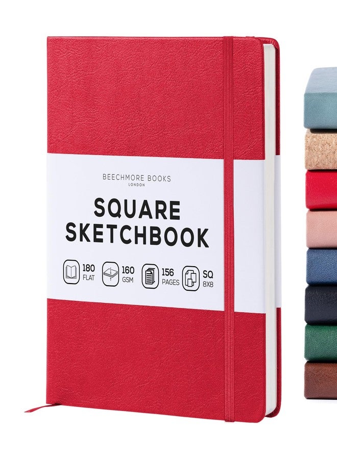 Beechmore Books Square Mixed Media Sketchbook - 8"x8" Professional Art Journal, 160 GSM / 98 lb Ivory Paper, Perforated Pages, Vegan Leather Hardcover, Lay-Flat Design for Drawing & Doodling - Image 1