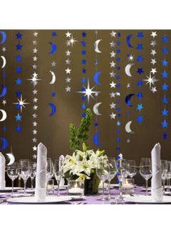 VUCATIN Blue Silver Stars and Moon Garlands Kit Twinkle Little Star Garand Eid Decoration Home Happy Ramadan Party Decor Hanging Streamer Wedding Backdrop Banner Ramadan Party Supplies  - Image 1