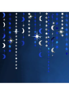 VUCATIN Blue Silver Stars and Moon Garlands Kit Twinkle Little Star Garand Eid Decoration Home Happy Ramadan Party Decor Hanging Streamer Wedding Backdrop Banner Ramadan Party Supplies  - Image 2