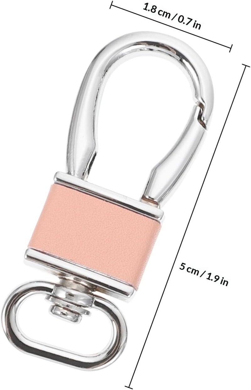 Leather Keychain Set 4pcs with Chrome Carabiner Clips, Macaron Colors Pink Black Blue Purple, Metal Key Rings for Car, Bag, and Waist Hook Accessories - Image 2