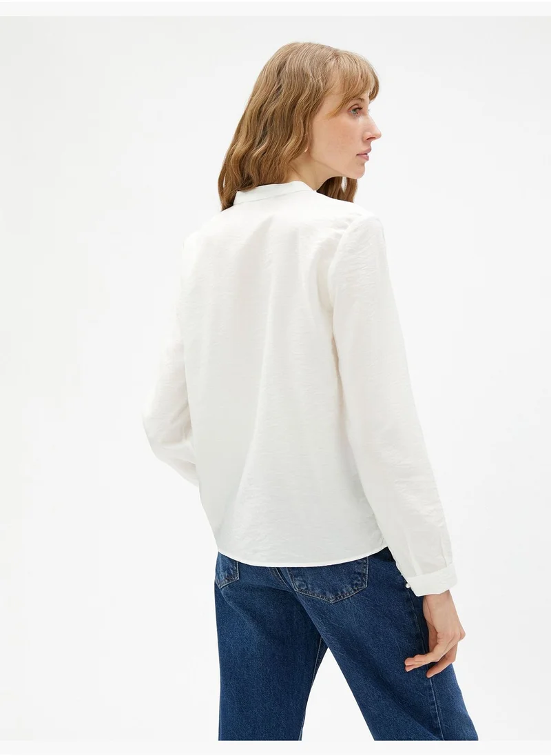 KOTON Pearl Detail Mandarin Neck Blouse