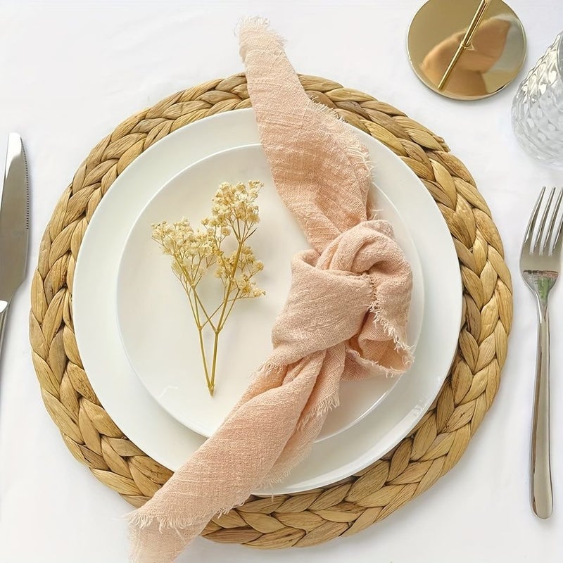12 Pack Cotton Soft Raw Edged Solid Color Square Gauze Napkins With Tassels Linen For Dinner Birthdays Western Restaurants Glass Wiping Party Decorations Tea Towels Food Photography Backgrounds And Hotel Flower Arrangements 42 X 42 Cm 16 5 X 16 5 Inch - Image 5