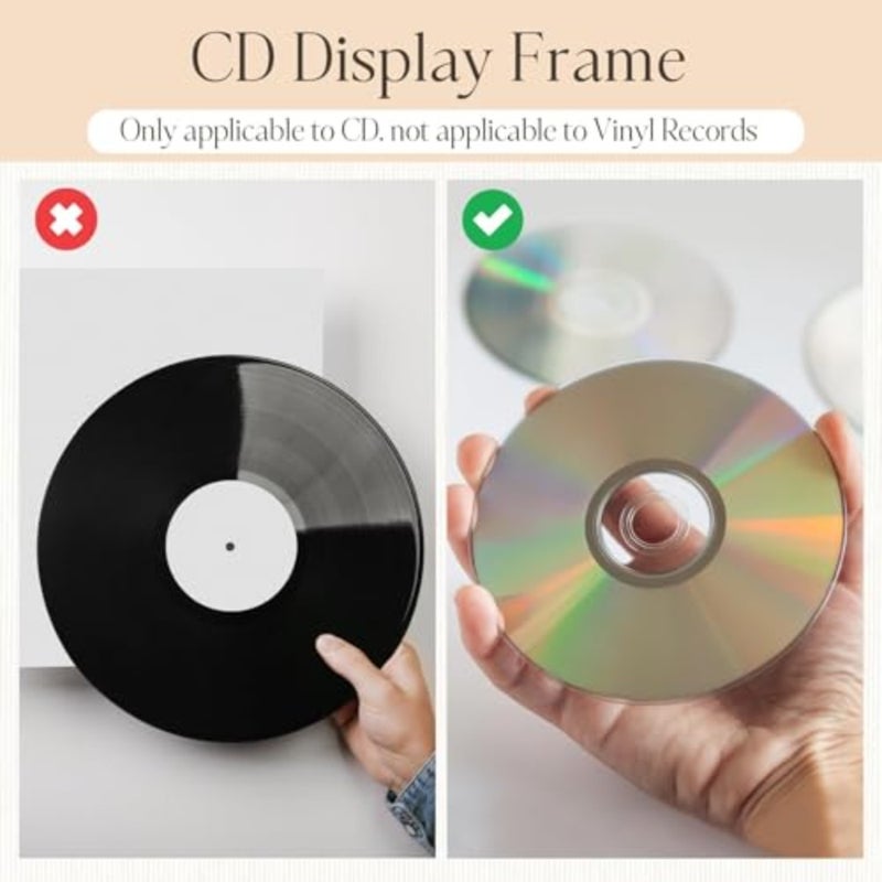 CD Frame Display Case 2 Pcs, Shatter-Resistant Glass Record Album Frame 13.7 x 7.5 Inch, Double Groove with Wall Hanger, Imitation Wood Polystyrene Black Home Decor for Wall or Table - Image 5