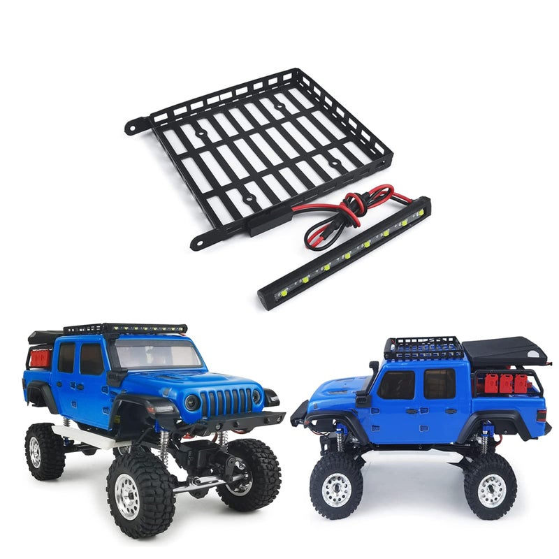 RCHUBAM RC-HUB METAL RACK RACK حامل أمتعة مع شريط ضوء LED لـ 1/24 محوري SCX24 AXI00005 RC CRAWLER CAR - Image 1