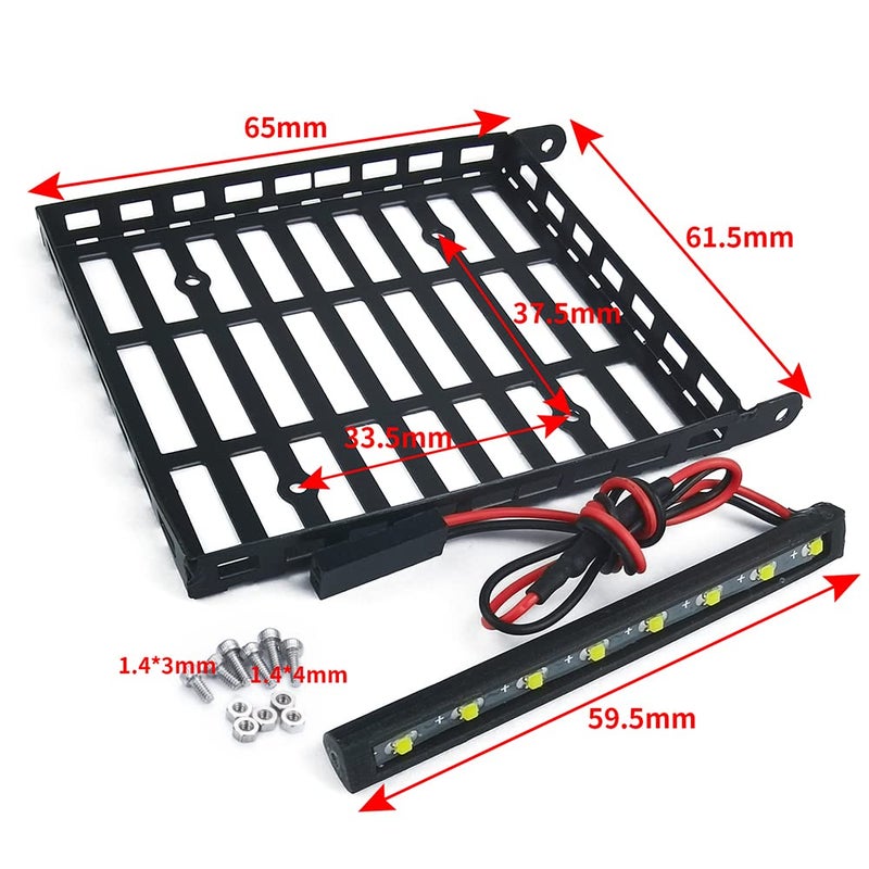 RCHUBAM RC-HUB METAL RACK RACK حامل أمتعة مع شريط ضوء LED لـ 1/24 محوري SCX24 AXI00005 RC CRAWLER CAR - Image 3