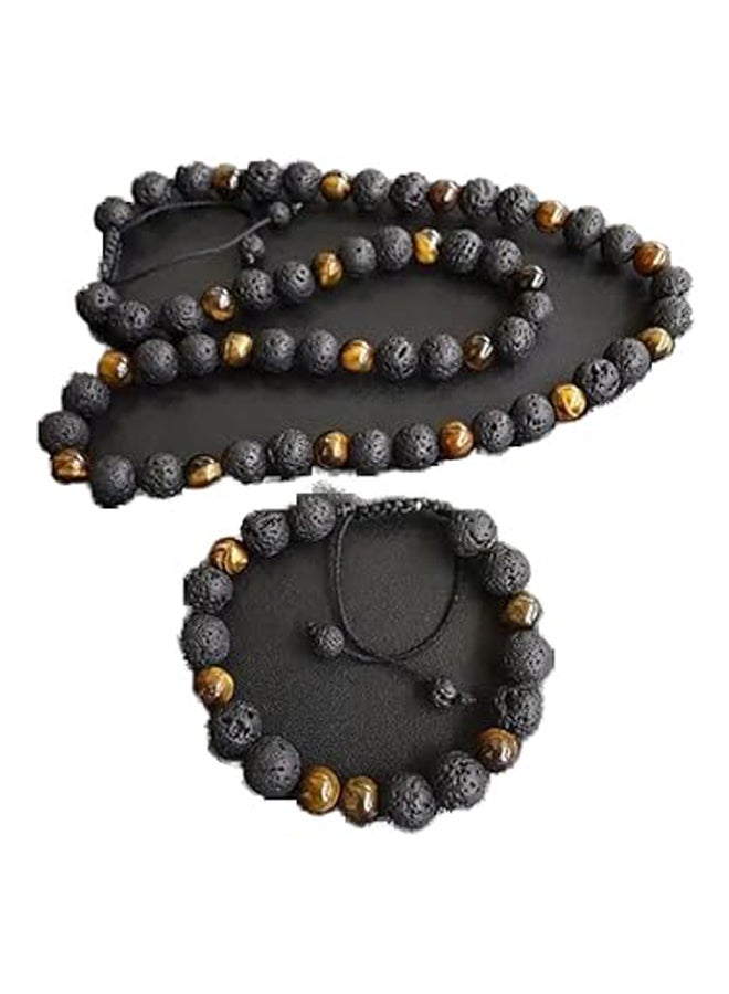 Lava Stone and Tiger Eye Necklace Bracelet