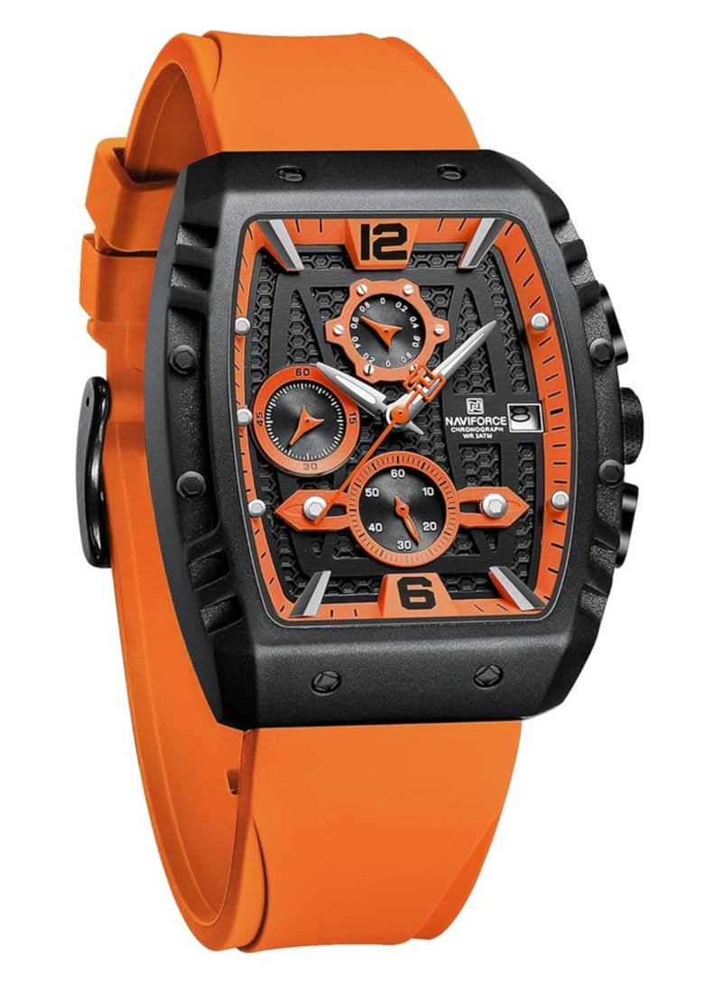 نافيفورس ساعة نافي فورس الرياضية للرجال، كرونوغراف مقاومة للماء، مع تاريخ تلقائي، وسوار سيليكون ملون، NF8025 - Image 1