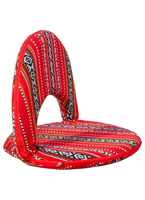 Red circular folding chair