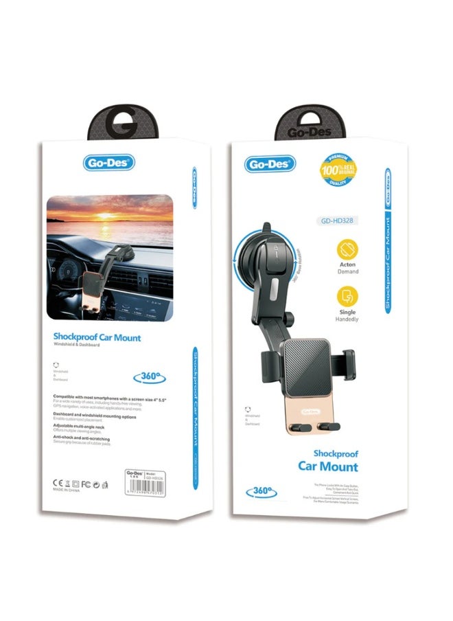 GO-DES - Go-Des GD-HD328 360 Degree Rotating Vacuum Design Car Phone Holder - Image 1