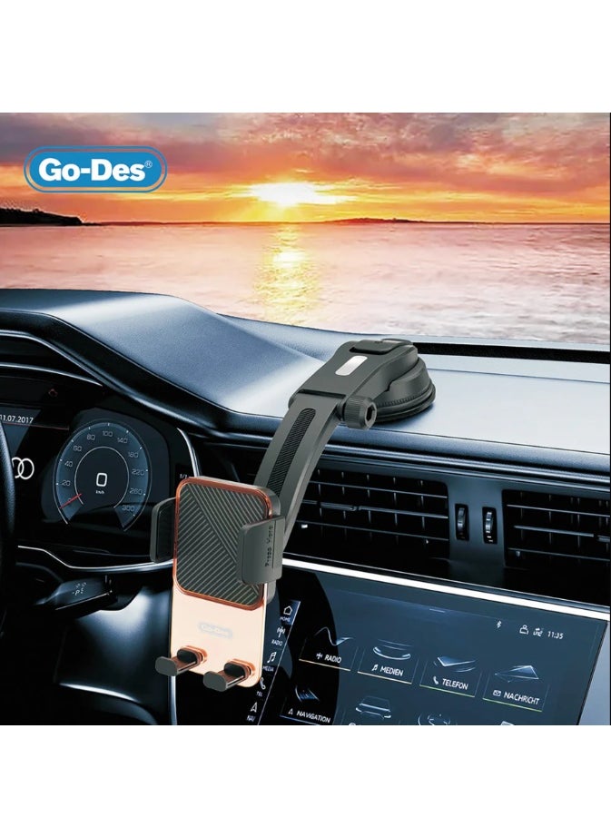 GO-DES - Go-Des GD-HD328 360 Degree Rotating Vacuum Design Car Phone Holder - Image 1