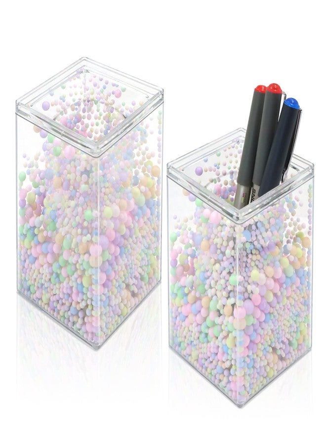 Modixun 2Pcs Cute Bubble Pen Holder Pencil Holder, Acrylic Pen Cup Stand for Desk, Pencil Cup Pot for Home, School & Office, Colorful - Image 1