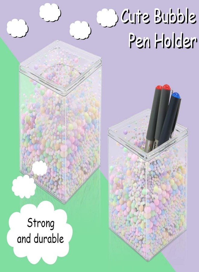 Modixun 2Pcs Cute Bubble Pen Holder Pencil Holder, Acrylic Pen Cup Stand for Desk, Pencil Cup Pot for Home, School & Office, Colorful - Image 3