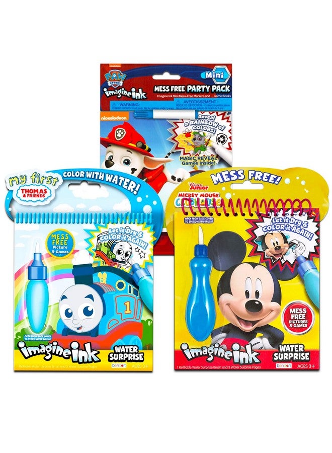 Bendon Water Painting Books Set for Toddlers Kids Ages 3-5 ~ 3 Pack No Mess Paint with Water Books with Water Surprise Brushes Thomas the Train, Mickey Mouse, Paw Patrol - Image 1
