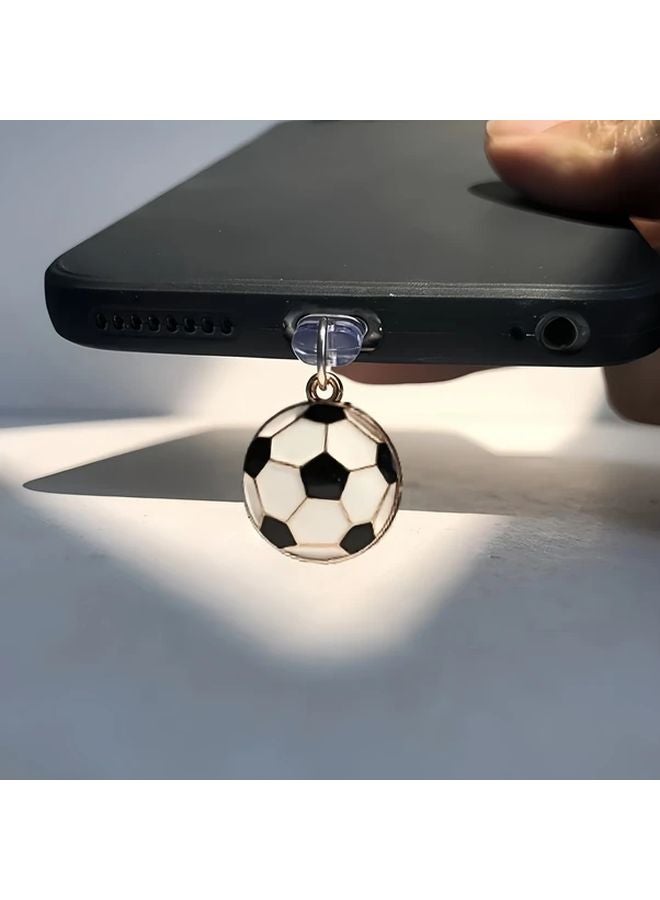 Large Soccer Ball Badge Phone Dust Plug Multipurpose Anti Dust Cover For Type C Charging Ports Ideal Gift - Image 2