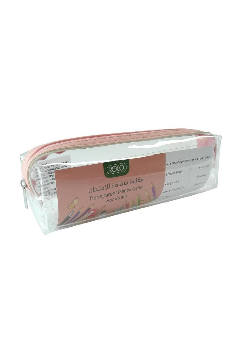 روكو حافظة أقلام ناعمة شفافة بلون الخوخ المستدير