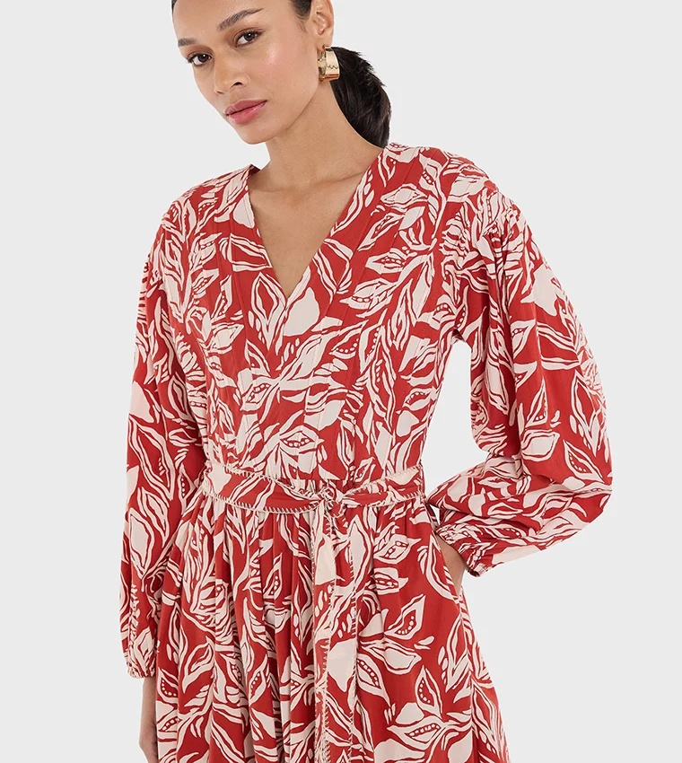 بي سي بي جي Women'S Aop V-Neck Printed Dress