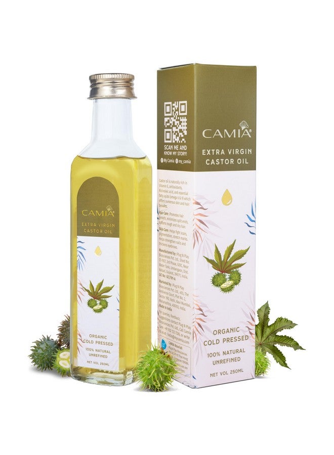 CAMIA Premium Cold Pressed Organic Castor Oil For Skin, Hair & Eyebrows | Rich in Vit E & free fatty acids | Hydrates & Nourishes skin | Promotes Hair Growth, Strengthens strands | 250 ML Glass Bottle - Image 1