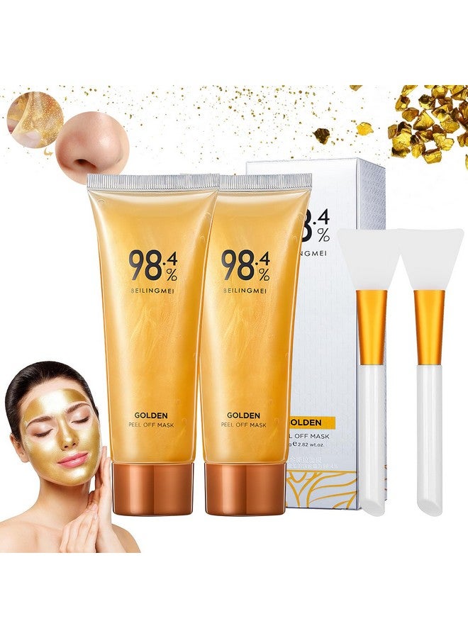 Rednow Gold Foil Peeloff Maskgold Peel Off Face Mask Antiwrinkle98.4% Golden Peel Off Maskantiaging Gold Face Mask For Moisturizingremoves Blackheadsreduces Fine Linescleans Pores(2Pcs) - Image 1