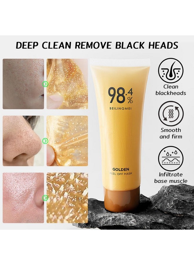 Rednow Gold Foil Peeloff Maskgold Peel Off Face Mask Antiwrinkle98.4% Golden Peel Off Maskantiaging Gold Face Mask For Moisturizingremoves Blackheadsreduces Fine Linescleans Pores(2Pcs) - Image 2