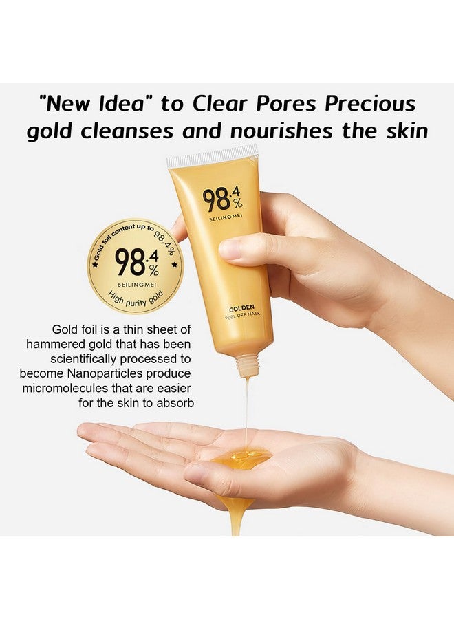 Rednow Gold Foil Peeloff Maskgold Peel Off Face Mask Antiwrinkle98.4% Golden Peel Off Maskantiaging Gold Face Mask For Moisturizingremoves Blackheadsreduces Fine Linescleans Pores(2Pcs) - Image 3