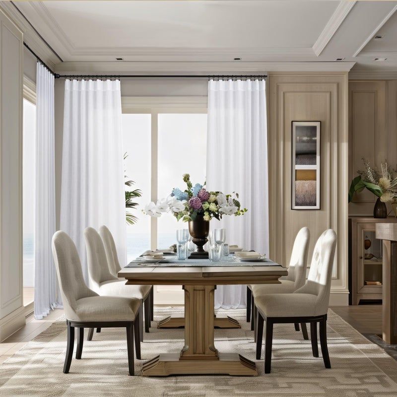 DANCURTON 2 Panels Set White Linen Curtains 105 Inches Long for Living Room Rod Pocket Back Tab Curtain Country Farmhouse Decor Light Filtering Sheer Drapes for Bedroom Patio Door Doorway Closet 105 Inch Length - Image 2