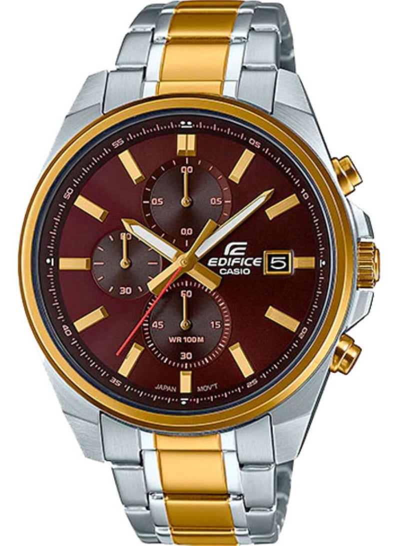 CASIO EDIFICE MEN'S CHRONOGRAPH STAINLESS STEEL BAND BROWN DIAL WATCH EFV-610SG-5AVUDF - Image 1