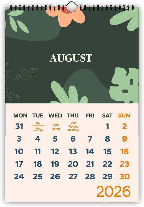 AccuPrints® Wall Calendar 2026 Planner-Size (14 x 20) inch For Office Home Table New Year Hanging Kids (35.5 x 50) cm- (New Green Wall) - Image 4